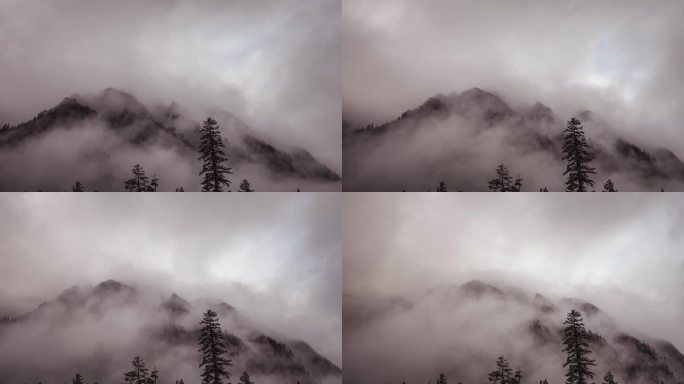 云雾中的山川延时摄影