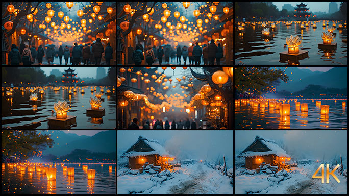 中国新年气氛热闹非凡 放河灯祈愿春节习俗