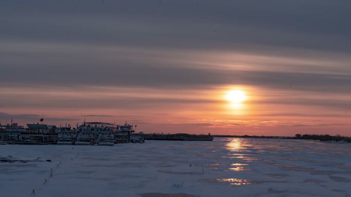 冰河落日夕阳