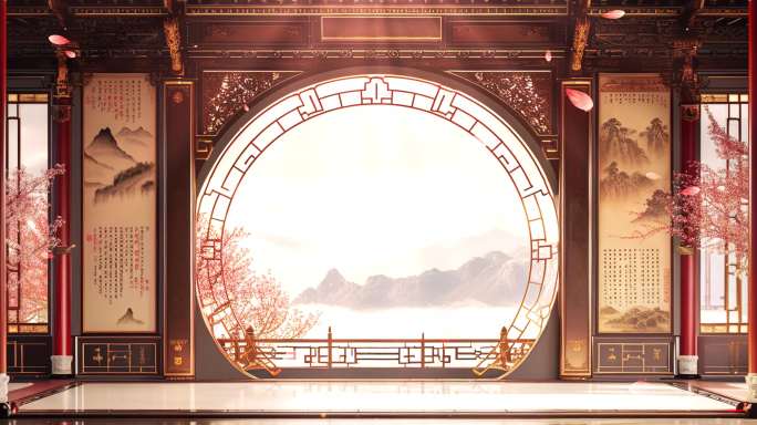 戏曲京剧红色舞台背景大屏01