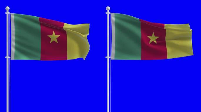 喀麦隆的旗帜在色度键背景