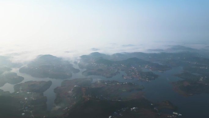 四川德阳中江继光水库风景航拍