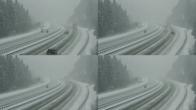 暴风雪过后的高速公路几乎空无一人