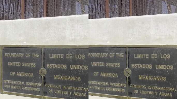 美国和墨西哥在圣特蕾莎穿越新墨西哥和华雷斯奇瓦瓦的国际边界墙牌匾