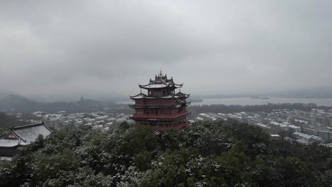 杭州城隍阁雪景4k超清