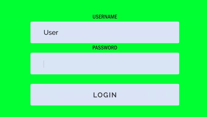 在绿屏的登录框中输入用户名和密码。登录空表单，输入用户名和密码，安全登录网站。进入管理系统网络的密码