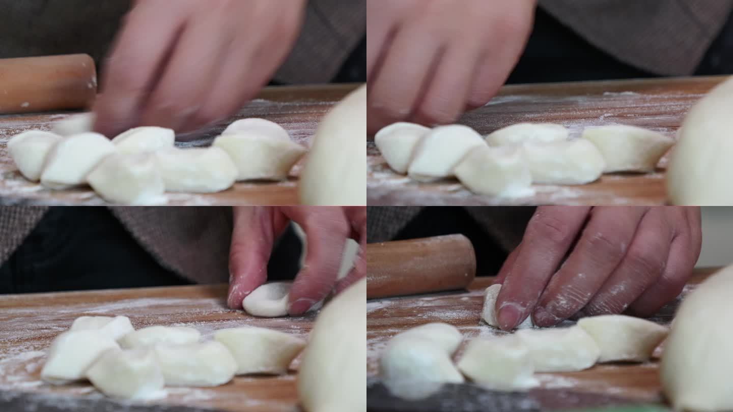 包饺子水饺场景，擀皮，擀饺子皮，擀面皮