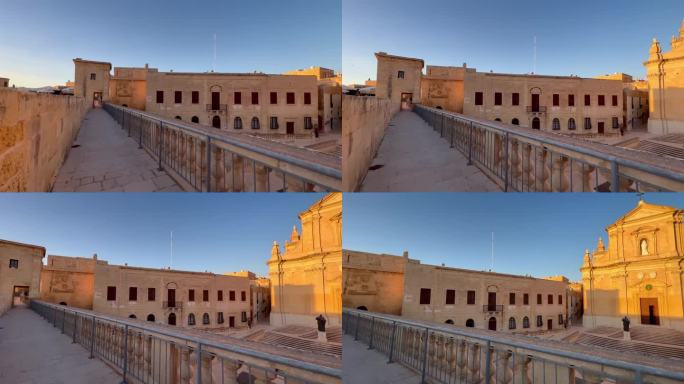 探索戈佐城堡的历史街道，巴洛克建筑和地中海景观在马耳他的中世纪堡垒。圣母升天大教堂的焦点。