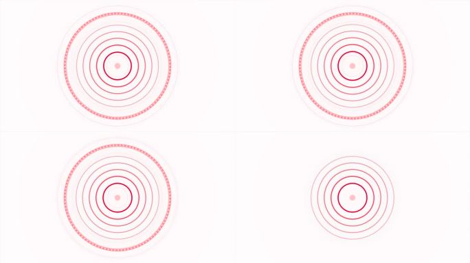 白色背景。运动。亮红色圈出的圆圈在动画的某一点被吸进去。高品质4k画面