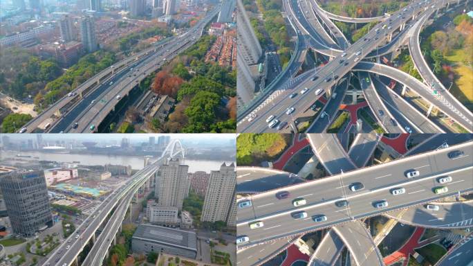 上海黄浦区延安东路立交桥车流延时风景美景