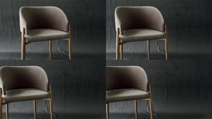 特写与舒适的靠背和米色装饰的空木椅
