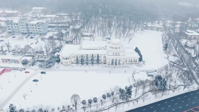 辽宁鞍山小白宫雪景航拍-2