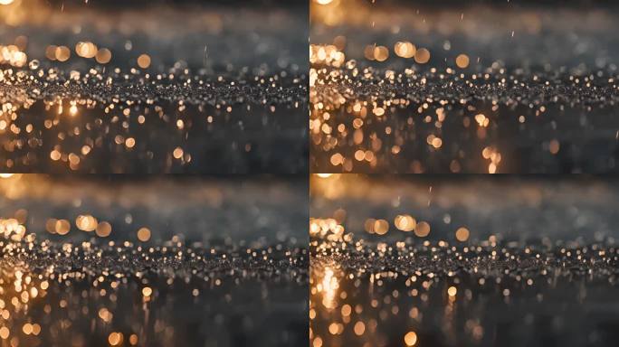 小雨落在反光的路面上