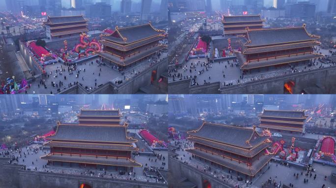 2024龙年西安城墙景区灯会文旅宣传新年