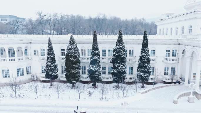 辽宁鞍山小白宫雪景航拍-3