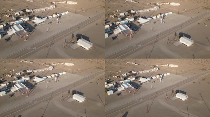 无人机鸟瞰图:加州66号公路上的安博伊镇