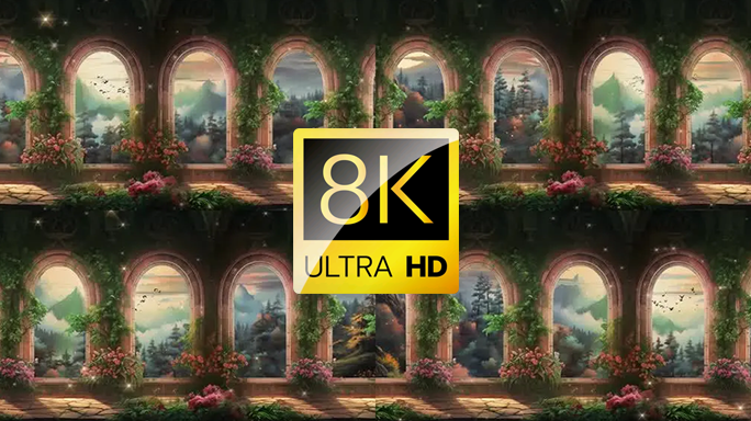 8K唯美风光欧式拱门建筑新疆西藏森林美景