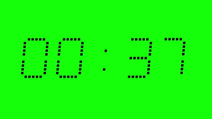 在绿色屏幕上从一分钟倒计时到零。以双倍速度运行，可以很容易地放慢速度。