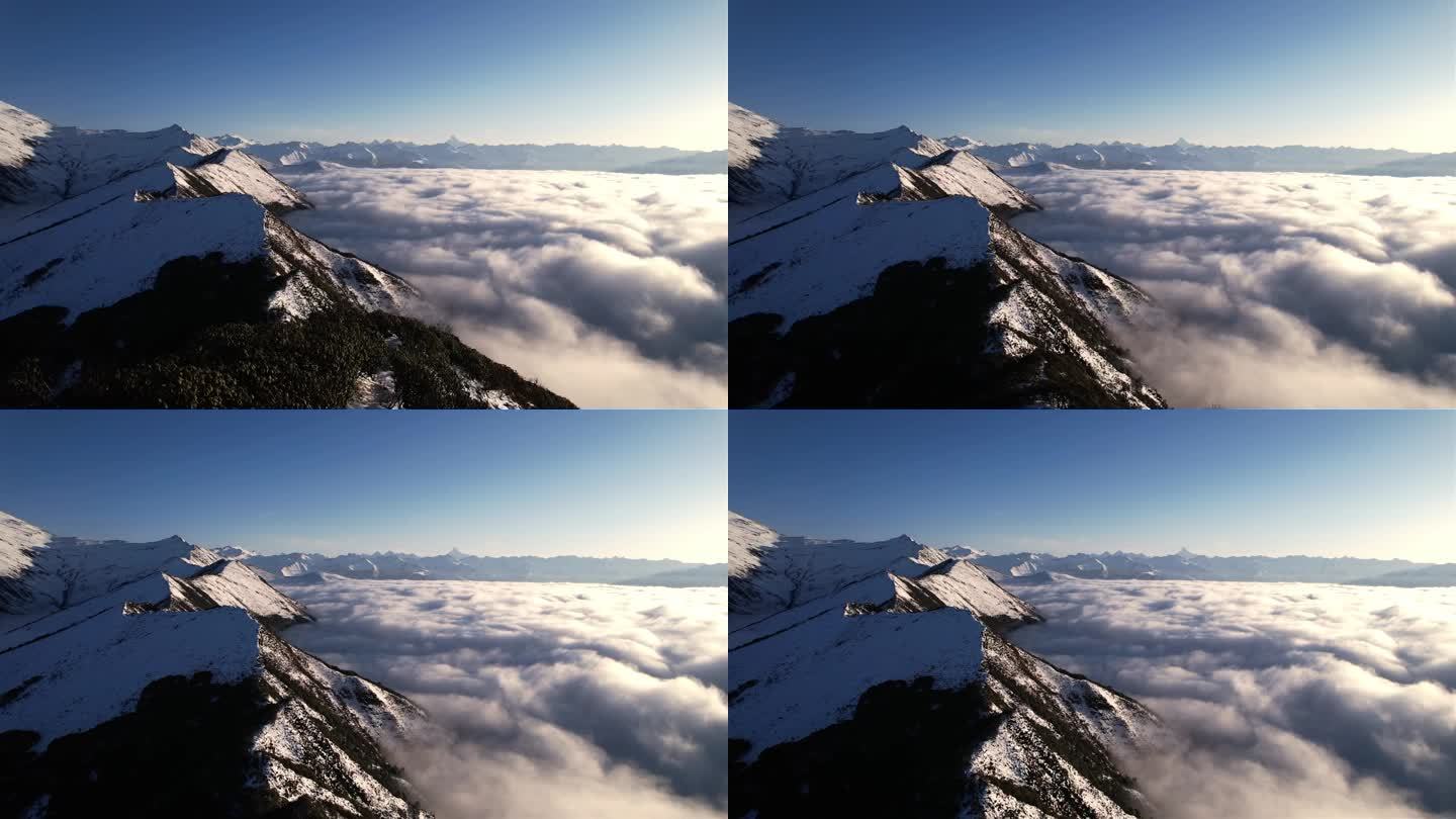 雅安市宝兴县达瓦更扎景区云海雪山航拍