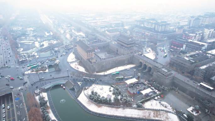 19段西安雪景航拍视频