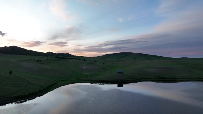 山水森林晚霞