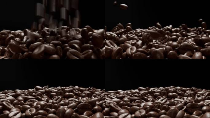 咖啡豆洒落三维动画