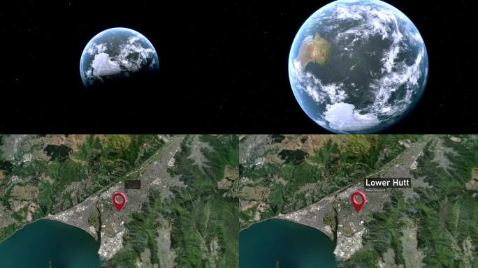 从太空到地球的下赫特城市地图，新西兰