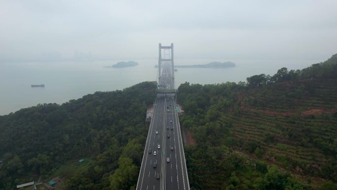 东莞虎门大桥珠江航运冬季风光航拍