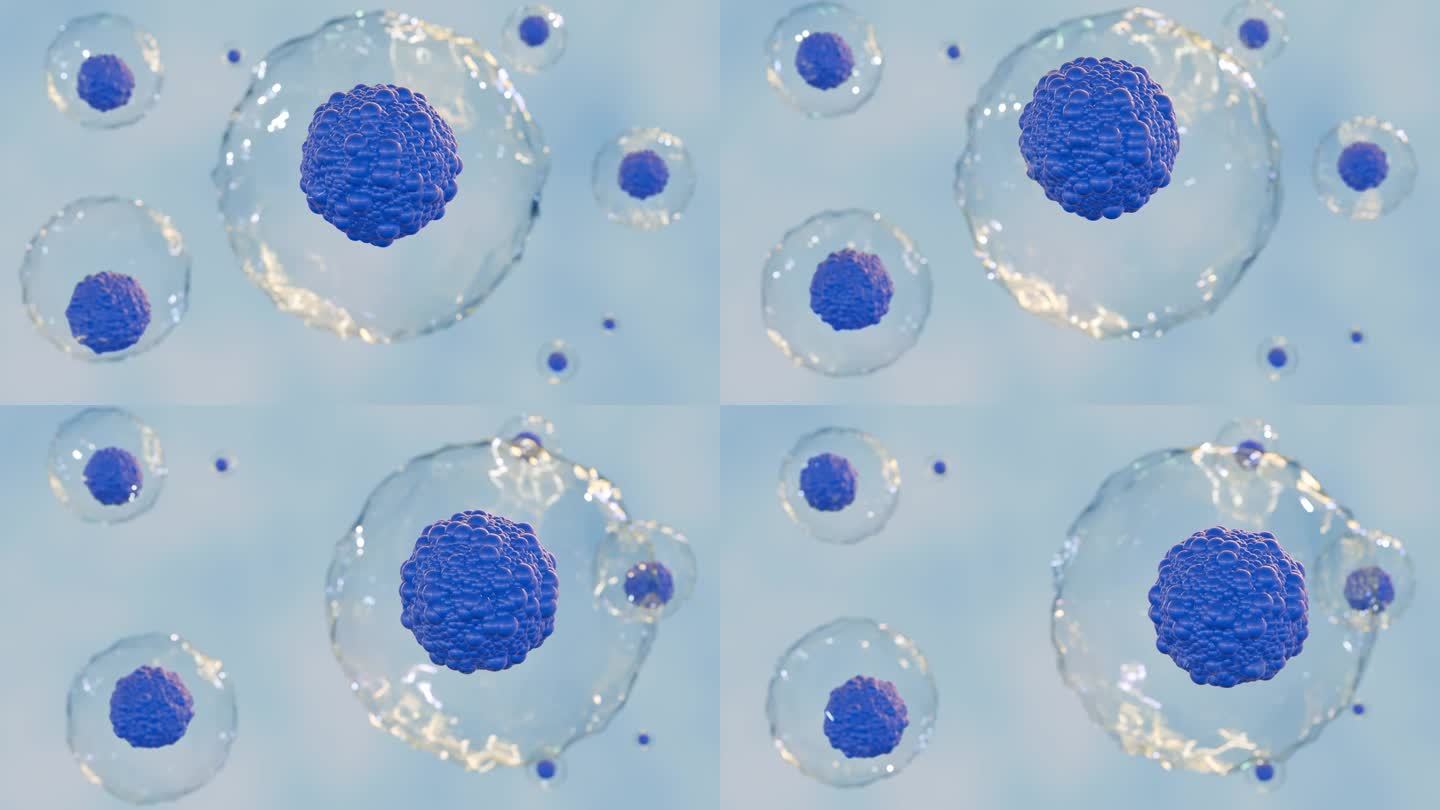 一组漂浮的干细胞的3d动画