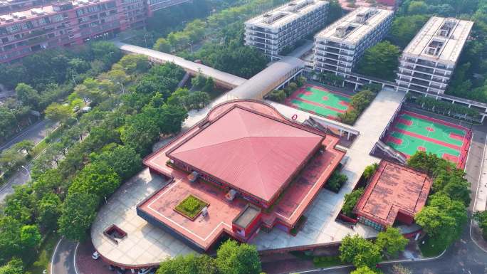 广州美术学院大学城校区航拍校园番禺区风景