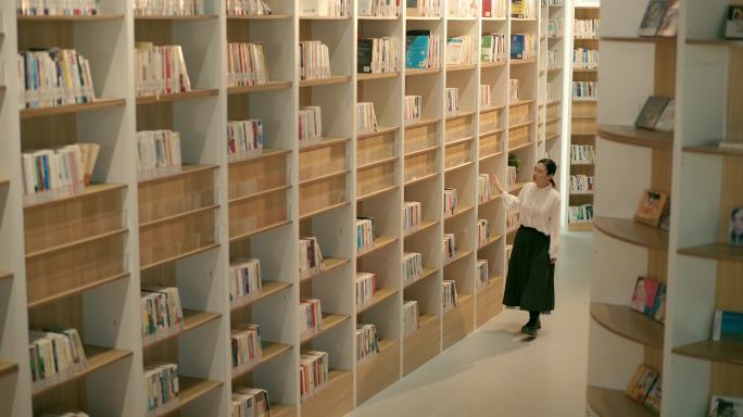 4K女子图书馆书店看书翻书学习