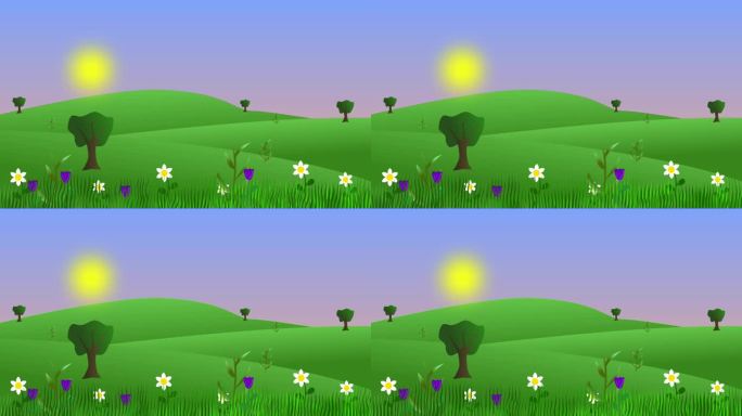 Cartoon animated Spring nature landscape