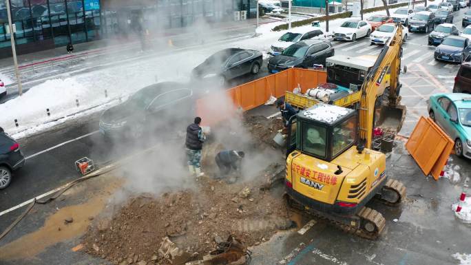 航拍施工供暖城建基建自来水