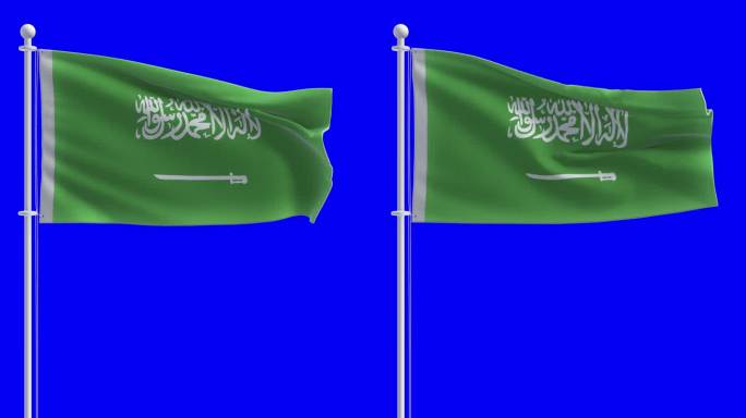 在色度键背景上的沙特阿拉伯国旗