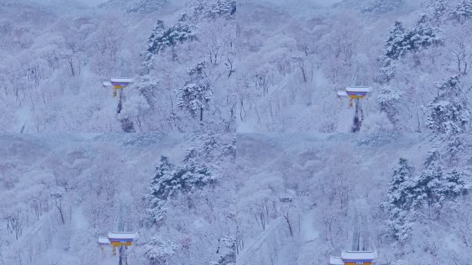 辽宁鞍山千山景区雪松雾松航拍-15