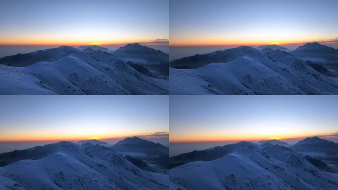 青海拉脊山雪山晨光日出航拍