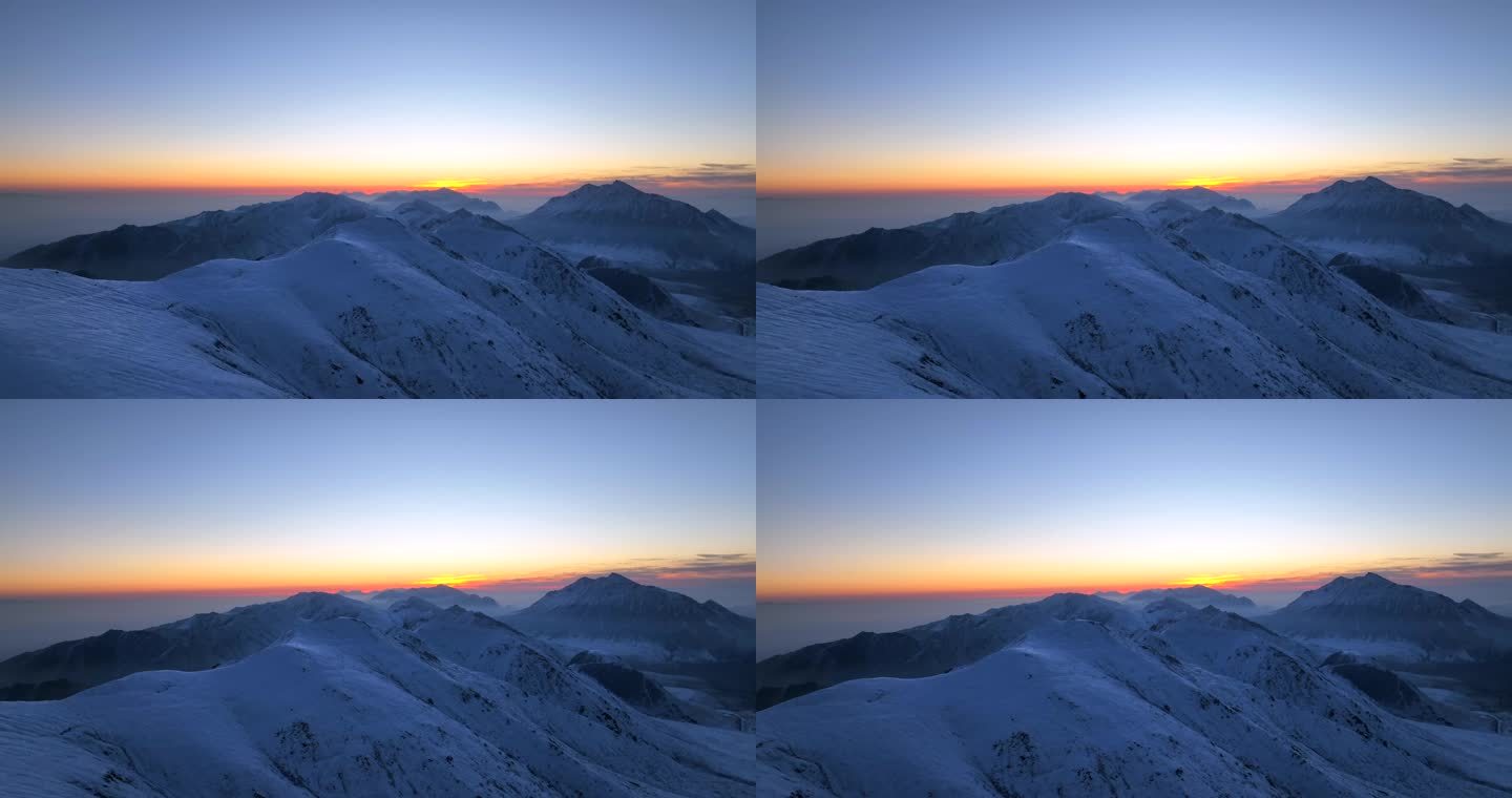 青海拉脊山雪山晨光日出航拍