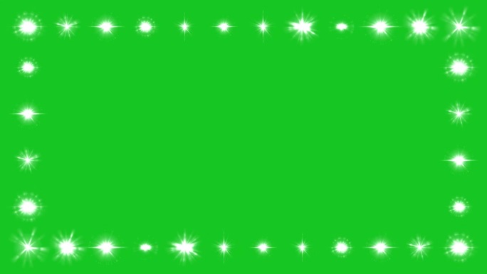 闪亮闪闪的装饰框架在绿色的屏幕背景