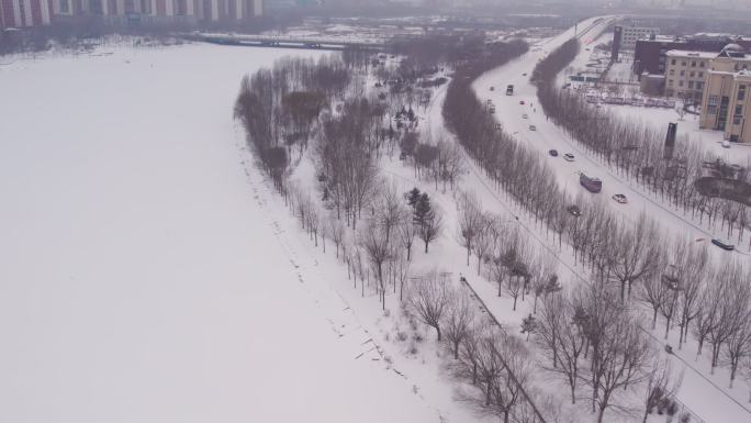 辽宁鞍山立山万水河雪景航拍-2