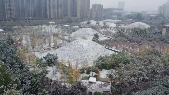 航拍城市雪景 、西安