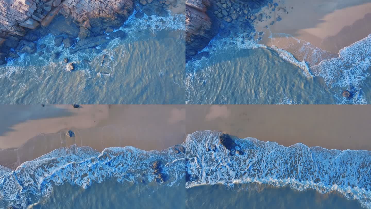 海浪拍打沙滩 礁石