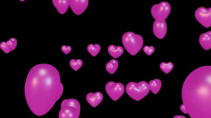 3d心脏混乱动画。爱动画，闪亮的心，粉红的铬心。理念:情人节、母亲节、生日、结婚、请柬、电子贺卡、爱