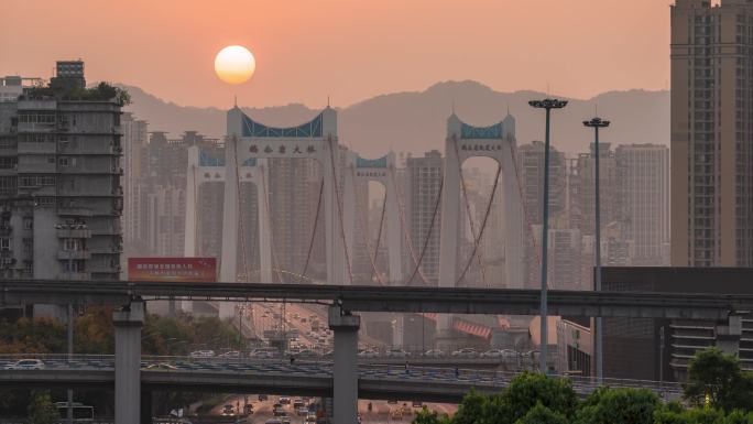 重庆鹅公岩大桥日出延时