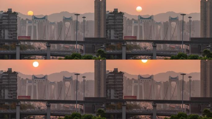 重庆鹅公岩大桥日出延时