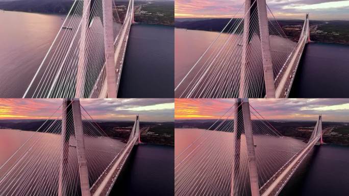 空中架桥地平线:近距离观察雅武兹苏丹塞利姆大桥交通和海洋威严#博斯普鲁斯远景#博斯普鲁斯海峡#大桥视