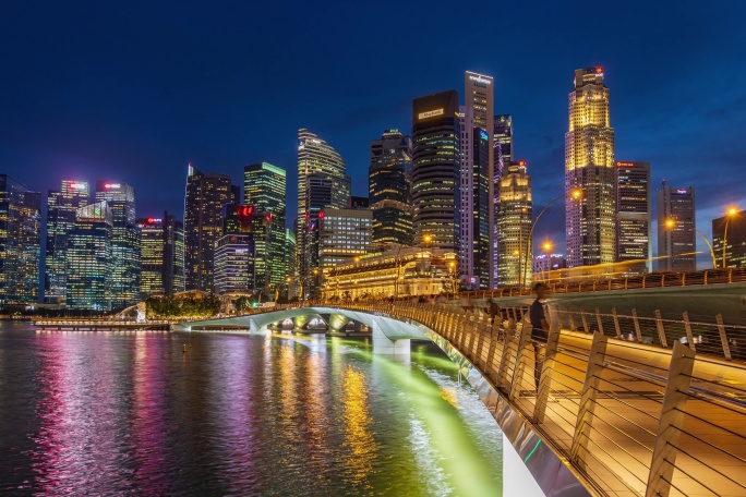 新加坡金融商业区延时