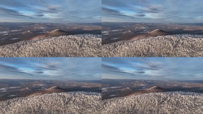 大兴安岭冬季黄昏林海雪原