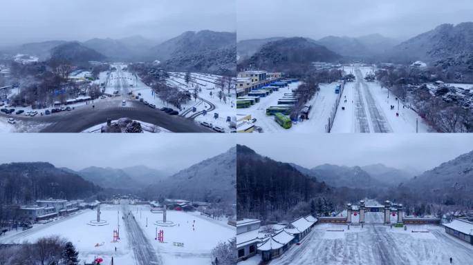 辽宁鞍山千山景区雪松雾松航拍-17