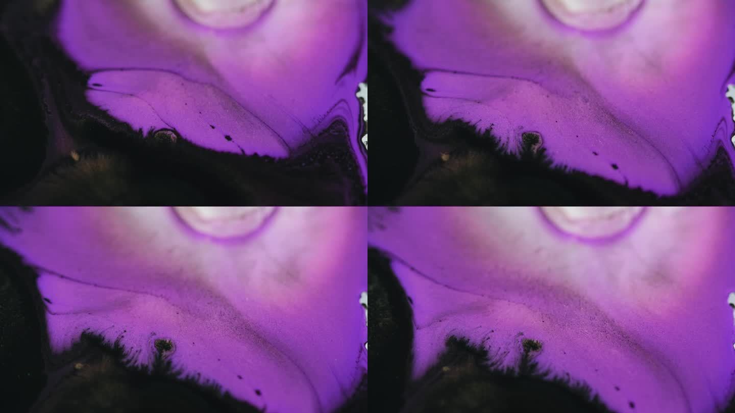 颜料混合流体艺术墨水水紫色黑色闪光