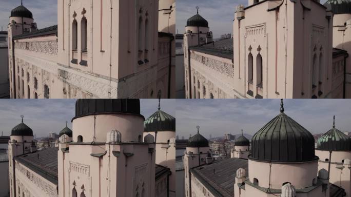 无人机拍摄的萨拉热窝德系犹太人犹太教堂的建筑